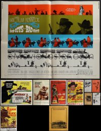 4s0482 LOT OF 11 COWBOY WESTERN POSTERS & UNCUT PRESSBOOKS 1960s-1970s great movie images!