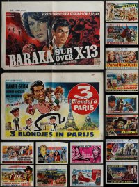 4s0634 LOT OF 18 MOSTLY FORMERLY FOLDED HORIZONTAL BELGIAN POSTERS 1960s-1970s cool movie images!