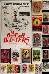 4s0260 LOT OF 21 FOLDED KUNG FU ONE-SHEETS 1970s-1980s great images from martial arts movies!