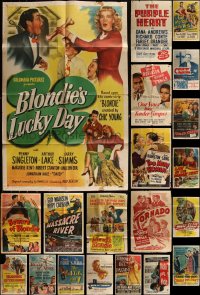 4s0261 LOT OF 21 1940S FOLDED ONE-SHEETS 1940s great images from a variety of different movies!