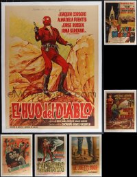 4s0034 LOT OF 6 COWBOY WESTERN LINENBACKED MEXICAN POSTERS 1950s great different artwork!
