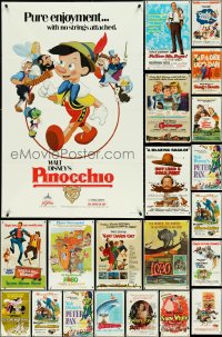 4s0255 LOT OF 24 FOLDED WALT DISNEY ONE-SHEETS 1950s-1970s from animation & live action movies!
