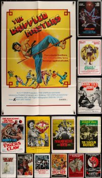 4s0264 LOT OF 19 FOLDED KUNG FU ONE-SHEETS 1970s-1980s great images from martial arts movies!
