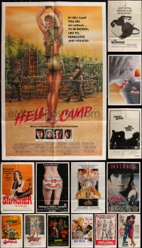 4s0266 LOT OF 18 FOLDED SEXPLOITATION ONE-SHEETS 1970s-1980s sexy images with partial nudity!