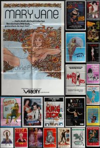 4s0238 LOT OF 48 FOLDED SEXPLOITATION ONE-SHEETS 1970s-1980s sexy images with some nudity!
