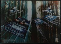 4t0048 RETURN OF THE JEDI lenticular 15x20 video poster R1985 VHS tapes in speeder chase on Endor!