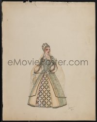 4t0001 DOROTHY VERNON OF HADDON HALL signed 12x15 costume drawing 1923 by future director Leisen!