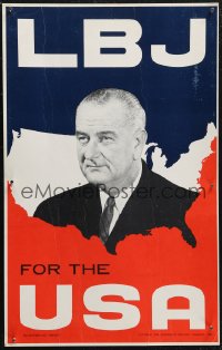 4t0032 LYNDON B. JOHNSON 13x21 political campaign 1964 he was President after JFK assassination!