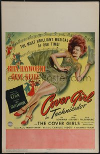 4t0061 COVER GIRL WC 1944 sexiest full-length Rita Hayworth laying down with flowing red hair, rare!