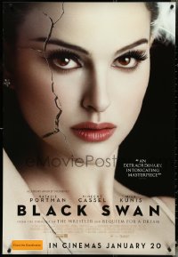 4w0638 BLACK SWAN advance DS Aust 1sh 2010 image of cracked ballet dancer Natalie Portman!