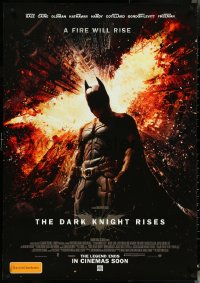 4w0641 DARK KNIGHT RISES advance DS Aust 1sh 2012 Christian Bale as Batman, a fire will rise!