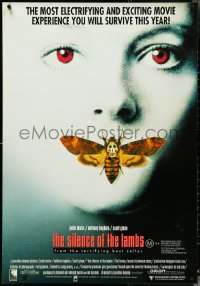 4w0647 SILENCE OF THE LAMBS Aust 1sh 1991 great image of Jodie Foster with moth over mouth!