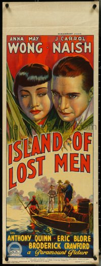 4w0633 ISLAND OF LOST MEN long Aust daybill 1939 Anna May Wong & Naish by Richardson Studio, rare!
