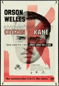4w0775 CITIZEN KANE 1sh R1991 some called Orson Welles a hero, others called him a heel!