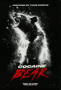 4w0776 COCAINE BEAR teaser DS 1sh 2023 black bear that ingested a duffel bag of cocaine in 1985!