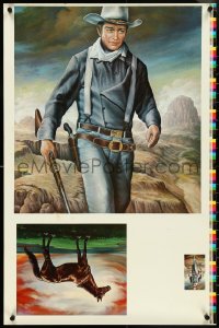 4w0631 JOHN WAYNE 2 commercial posters 1979 Manuel Jaramillo Rodriguez & Viviane Blum art, very rare!