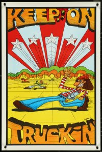 4w0621 KEEP ON TRUCKIN' 23x35 commercial poster 1971 Ruhman art based on Robert Crumb's!