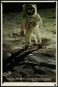 4w0623 MAN ON MOON 23x35 commercial poster 1969 Buzz Aldrin on the lunar surface by Armstrong!