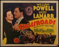 4w0356 CROSSROADS 1/2sh 1942 William Powell dancing w/ sexy Hedy Lamarr, ultra rare red title style!