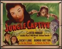 4w0376 JUNGLE CAPTIVE 1/2sh 1945 Vicky Lane as the Ape Woman, Rondo Hatton as Moloch the Brute!