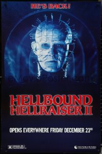 4w0851 HELLBOUND: HELLRAISER II teaser 1sh 1988 Clive Barker, close-up of Pinhead, he's back!