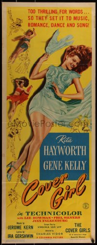 4w0157 COVER GIRL insert 1944 super sexy full-length Rita Hayworth w/ flowing red hair, ultra rare!