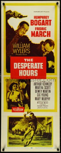 4w0164 DESPERATE HOURS insert 1955 Humphrey Bogart, March, William Wyler, yellow background design!