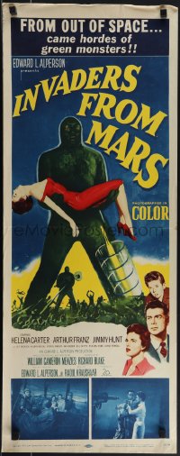 4w0182 INVADERS FROM MARS insert 1953 great art of hordes of green monsters from outer space!