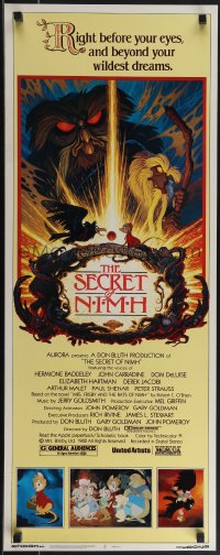 4w0213 SECRET OF NIMH insert 1982 Don Bluth, cool mouse fantasy cartoon artwork by Tim Hildebrandt!