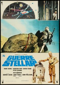 4w0500 STAR WARS Italian 27x38 pbusta 1977 George Lucas classic epic, Luke, Leia, C-3PO & R2-D2!