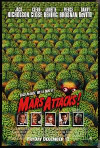 4w0909 MARS ATTACKS! int'l advance DS 1sh 1996 directed by Tim Burton, great image of cast!
