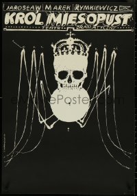 4w0706 KING OF MEAT stage play Polish 23x33 1971 creepy Franciszek Starowieyski art of skull spider!