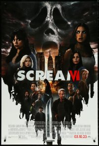 4w0967 SCREAM VI advance DS 1sh 2023 creepy montage of top cast and mask, New York, new rules!