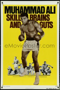 4w0981 SKILL BRAINS & GUTS 1sh 1975 best image of Muhammad Ali in boxing trunks & gloves raised!