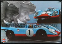4w0495 GULF PORSCHE 917 2-sided 24x33 Swiss advertising poster 1970s Jo Siffert & schematic of racer!