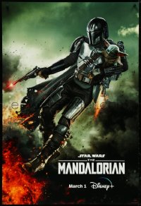 4w0551 MANDALORIAN DS tv poster 2023 great sci-fi art of the bounty hunter flying with 'Baby Yoda'!