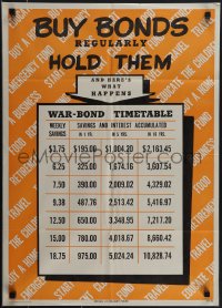4w0324 BUY BONDS REGULARLY HOLD THEM 20x28 WWII war poster 1945 cool time table showing what you get!