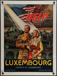 4w0330 HELP LUXEMBOURG 21x28 WWII war poster 1940s Frank J. Reilly art of family & more, ultra rare!