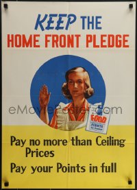 4w0335 KEEP THE HOME FRONT PLEDGE 20x28 WWII war poster 1944 WWII, artwork of woman taking the pledge!