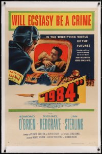4x0009 1984 linen 1sh 1956 Edmond O'Brien & Jan Sterling in George Orwell dystopian future classic!