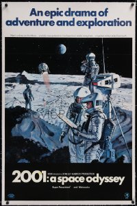4x0011 2001: A SPACE ODYSSEY linen style B 1sh 1968 Kubrick, McCall art of astronauts on the moon!