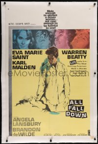 4x0031 ALL FALL DOWN linen 1sh 1962 Warren Beatty, Eva Marie Saint, Karl Malden, John Frankenheimer