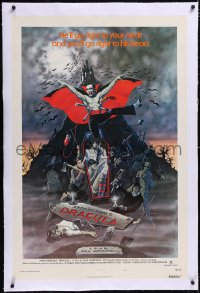 4x0040 ANDY WARHOL'S DRACULA linen style B 1sh 1974 cool art of vampire Udo Kier as Dracula by Barr!