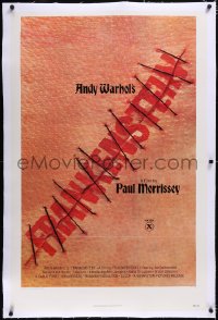 4x0041 ANDY WARHOL'S FRANKENSTEIN linen 2D 1sh 1974 Paul Morrissey, great image of title in stitches!