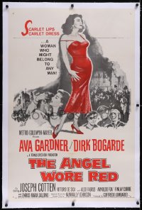 4x0042 ANGEL WORE RED linen 1sh 1960 sexy Ava Gardner, Dirk Bogarde has a price on his head!