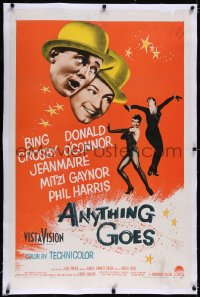 4x0047 ANYTHING GOES linen 1sh 1956 Bing Crosby, Donald O'Connor, Jeanmaire, music by Cole Porter!