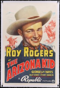 4x0049 ARIZONA KID linen 1sh 1939 wonderful portrait of singing cowboy Roy Rogers + cool action art!