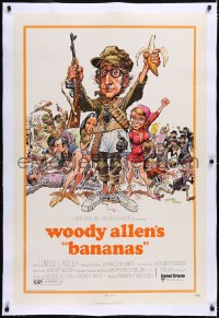 4x0057 BANANAS linen 1sh 1971 great artwork of Woody Allen by E.C. Comics artist Jack Davis!