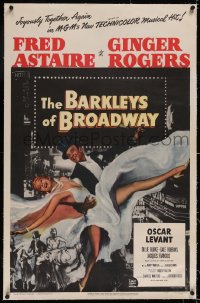 4x0061 BARKLEYS OF BROADWAY linen 1sh 1949 art of Fred Astaire & Ginger Rogers dancing in New York!