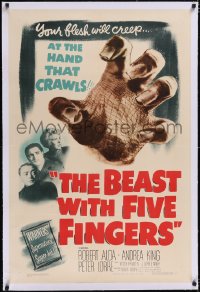 4x0071 BEAST WITH FIVE FINGERS linen 1sh 1947 Peter Lorre, your flesh will creep at the crawling hand!
